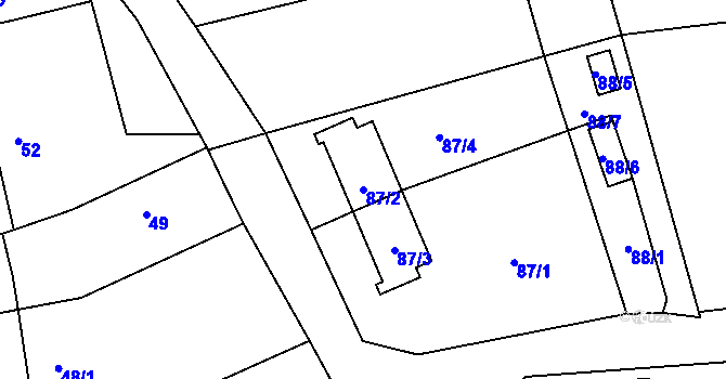 Parcela st. 87/2 v KÚ Myslinka, Katastrální mapa