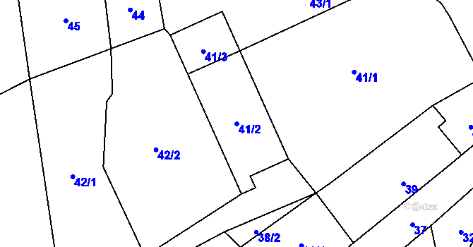 Parcela st. 41/2 v KÚ Myslinka, Katastrální mapa