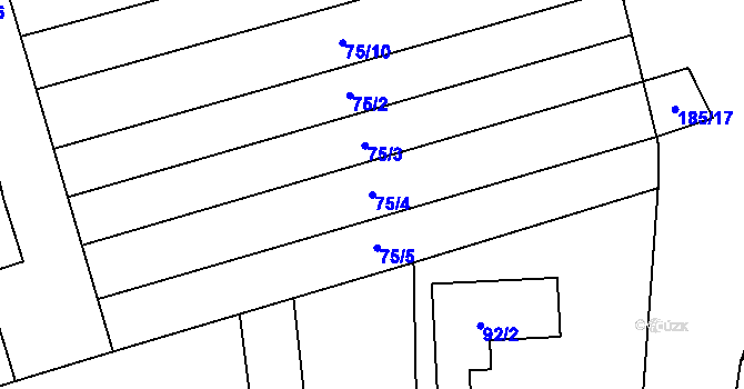 Parcela st. 75/4 v KÚ Myslinka, Katastrální mapa