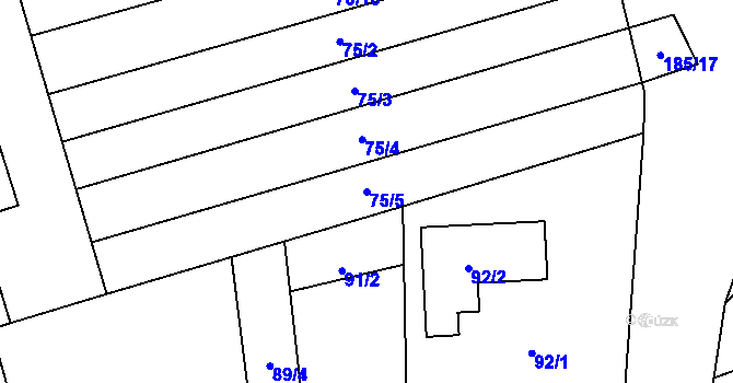 Parcela st. 75/5 v KÚ Myslinka, Katastrální mapa
