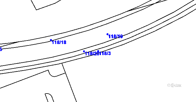 Parcela st. 118/3 v KÚ Myslinka, Katastrální mapa