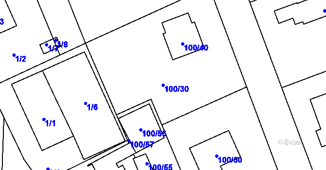 Parcela st. 100/30 v KÚ Myslinka, Katastrální mapa