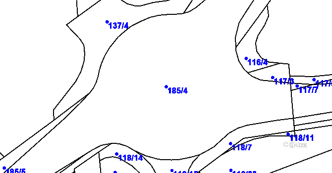 Parcela st. 185/4 v KÚ Myslinka, Katastrální mapa