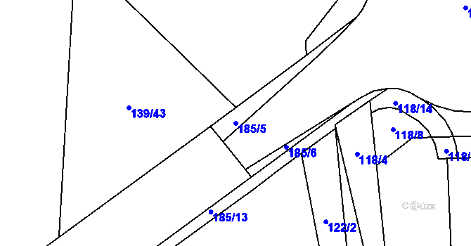 Parcela st. 185/5 v KÚ Myslinka, Katastrální mapa