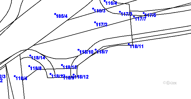 Parcela st. 118/7 v KÚ Myslinka, Katastrální mapa