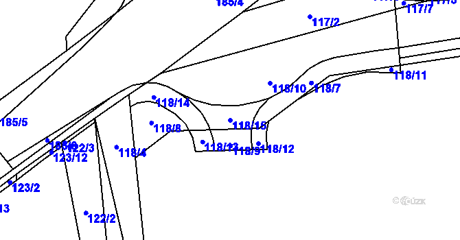 Parcela st. 118/15 v KÚ Myslinka, Katastrální mapa