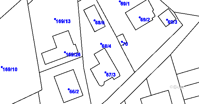 Parcela st. 68/3 v KÚ Myslinka, Katastrální mapa