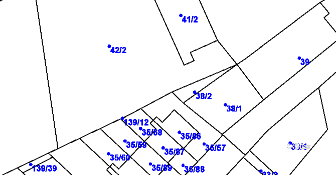 Parcela st. 139/2 v KÚ Myslinka, Katastrální mapa