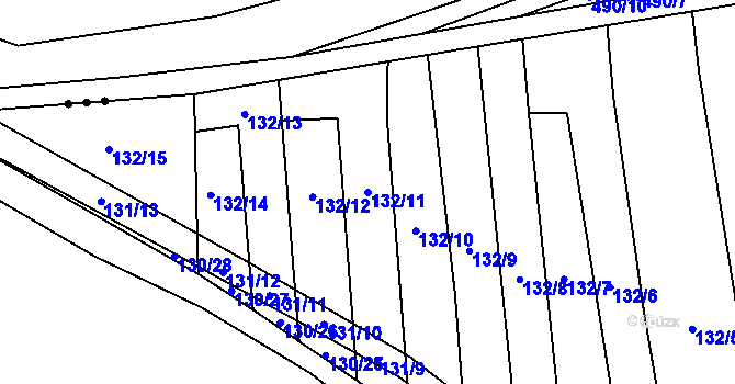 Parcela st. 132/11 v KÚ Myslinka, Katastrální mapa