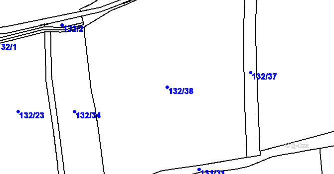 Parcela st. 132/38 v KÚ Myslinka, Katastrální mapa
