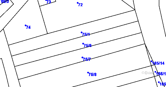 Parcela st. 75/6 v KÚ Myslinka, Katastrální mapa