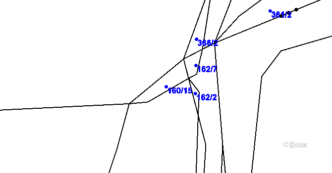 Parcela st. 160/15 v KÚ Myslinka, Katastrální mapa