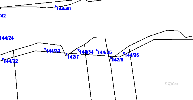 Parcela st. 144/35 v KÚ Myslinka, Katastrální mapa