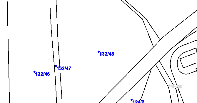 Parcela st. 132/48 v KÚ Myslinka, Katastrální mapa