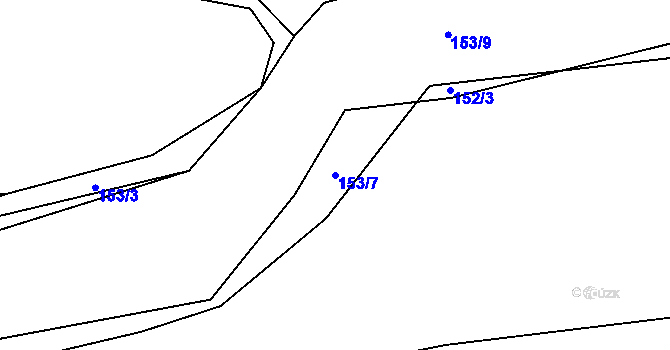 Parcela st. 153/7 v KÚ Myslinka, Katastrální mapa