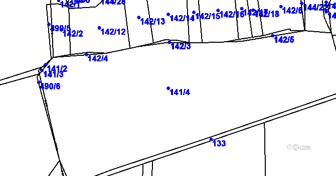 Parcela st. 141/4 v KÚ Myslinka, Katastrální mapa