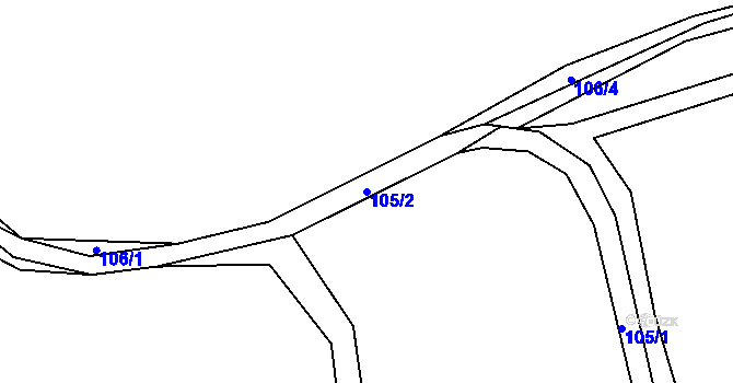 Parcela st. 105/2 v KÚ Myslinka, Katastrální mapa