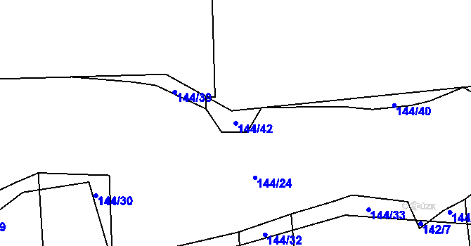 Parcela st. 144/42 v KÚ Myslinka, Katastrální mapa