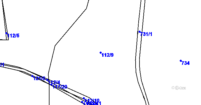 Parcela st. 112/9 v KÚ Myslinka, Katastrální mapa
