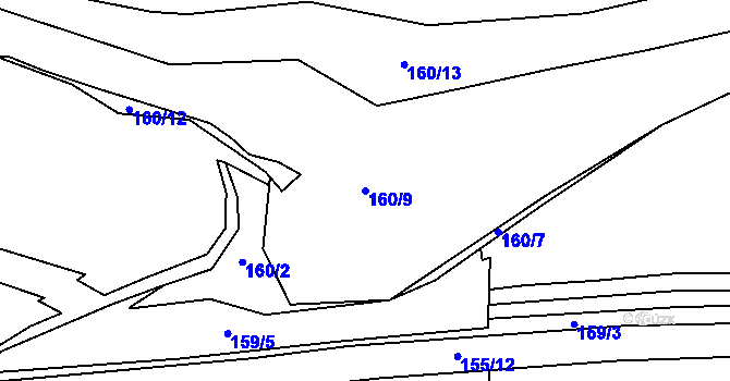 Parcela st. 160/9 v KÚ Myslinka, Katastrální mapa