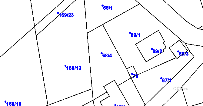 Parcela st. 68/4 v KÚ Myslinka, Katastrální mapa
