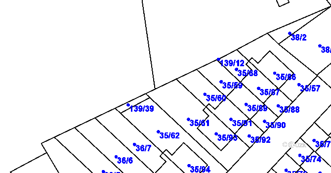 Parcela st. 139/9 v KÚ Myslinka, Katastrální mapa