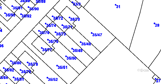 Parcela st. 35/48 v KÚ Myslinka, Katastrální mapa