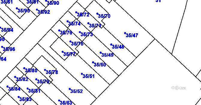Parcela st. 35/49 v KÚ Myslinka, Katastrální mapa