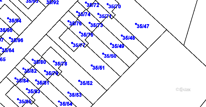 Parcela st. 35/50 v KÚ Myslinka, Katastrální mapa