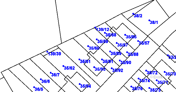 Parcela st. 35/60 v KÚ Myslinka, Katastrální mapa