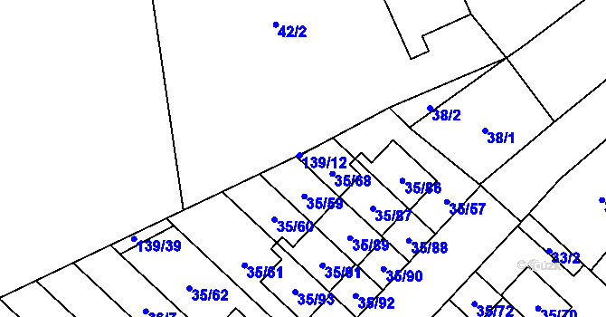 Parcela st. 35/67 v KÚ Myslinka, Katastrální mapa