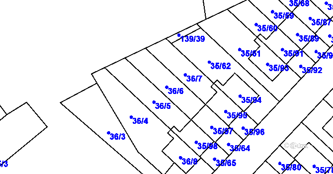 Parcela st. 36/6 v KÚ Myslinka, Katastrální mapa