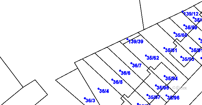 Parcela st. 139/37 v KÚ Myslinka, Katastrální mapa
