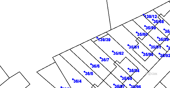 Parcela st. 139/38 v KÚ Myslinka, Katastrální mapa