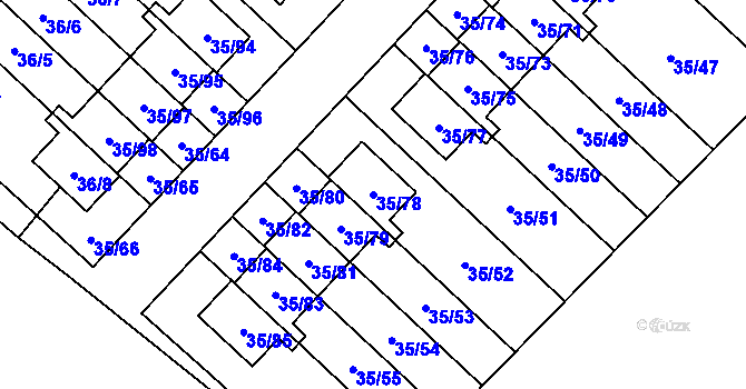 Parcela st. 35/78 v KÚ Myslinka, Katastrální mapa
