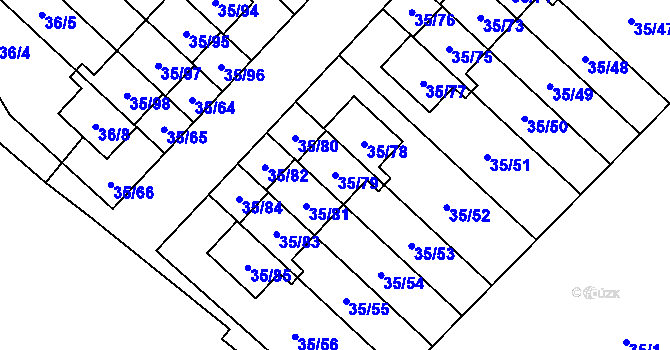Parcela st. 35/79 v KÚ Myslinka, Katastrální mapa