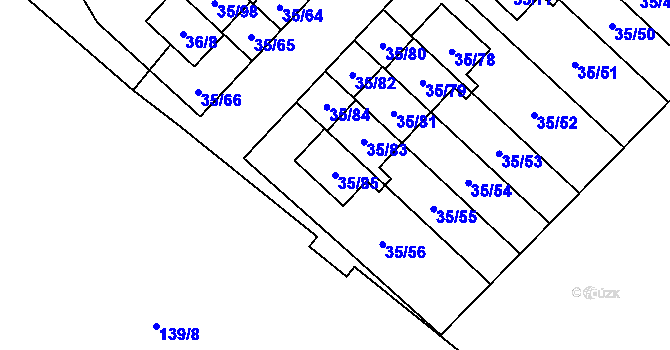 Parcela st. 35/85 v KÚ Myslinka, Katastrální mapa