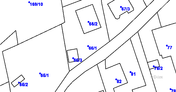 Parcela st. 66/1 v KÚ Myslinka, Katastrální mapa
