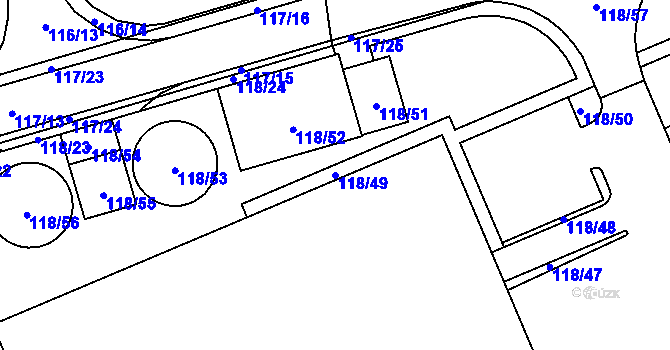 Parcela st. 118/49 v KÚ Myslinka, Katastrální mapa