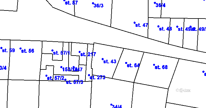 Parcela st. 43 v KÚ Kozomín, Katastrální mapa