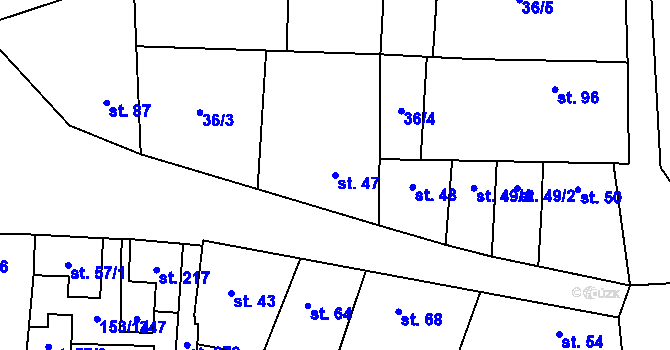 Parcela st. 47 v KÚ Kozomín, Katastrální mapa