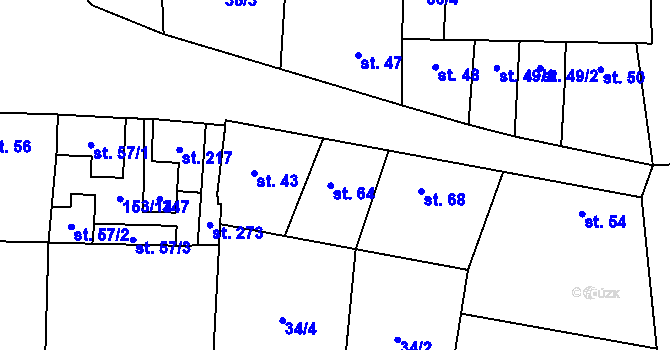 Parcela st. 64 v KÚ Kozomín, Katastrální mapa