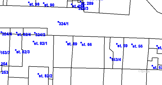 Parcela st. 66 v KÚ Kozomín, Katastrální mapa