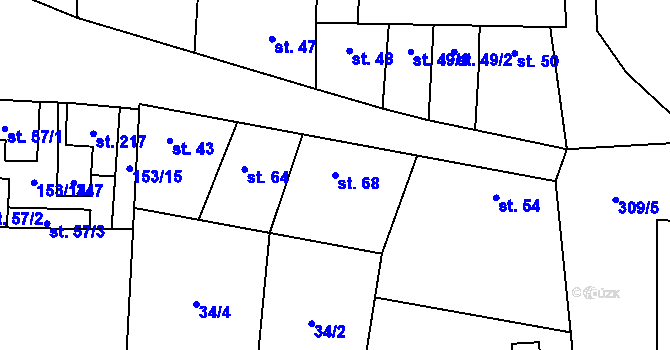 Parcela st. 68 v KÚ Kozomín, Katastrální mapa