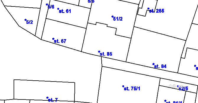Parcela st. 85 v KÚ Kozomín, Katastrální mapa