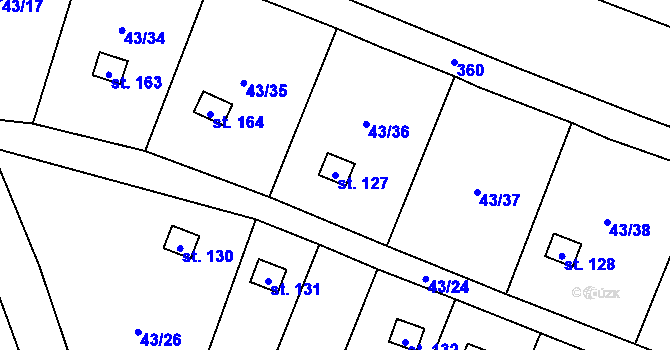 Parcela st. 127 v KÚ Kozomín, Katastrální mapa