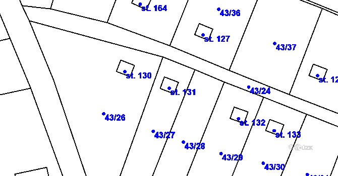 Parcela st. 131 v KÚ Kozomín, Katastrální mapa