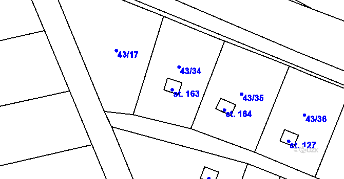 Parcela st. 163 v KÚ Kozomín, Katastrální mapa