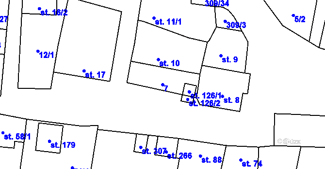 Parcela st. 7 v KÚ Kozomín, Katastrální mapa