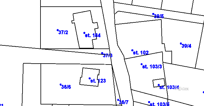 Parcela st. 37/3 v KÚ Kozomín, Katastrální mapa